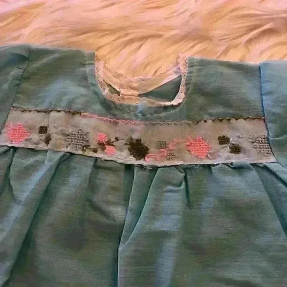 VTG easter handmade baby blue top short sleeve size 6+ months - Picture 2 of 7